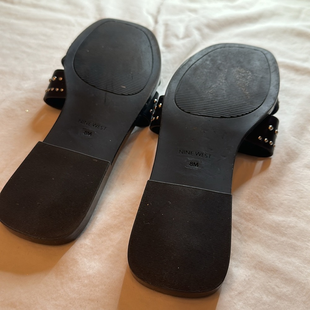 Nine West black leather slides - Picture 4 of 5